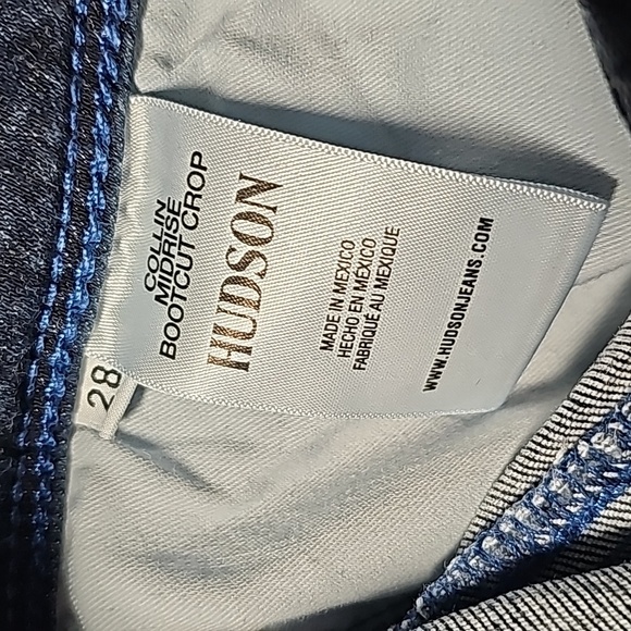 Hudson Collin Blue Jeans Denim Pants Mid-Rise Bootcut Crop Button Flap Pocket 28 - Picture 12 of 16